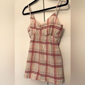 Vintage Y2K pink plaid spaghetti strap top, size m/l